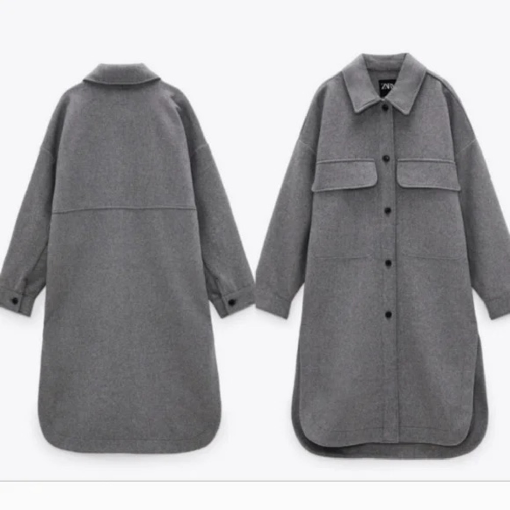 Zara Long Wool-Blend Overcoat